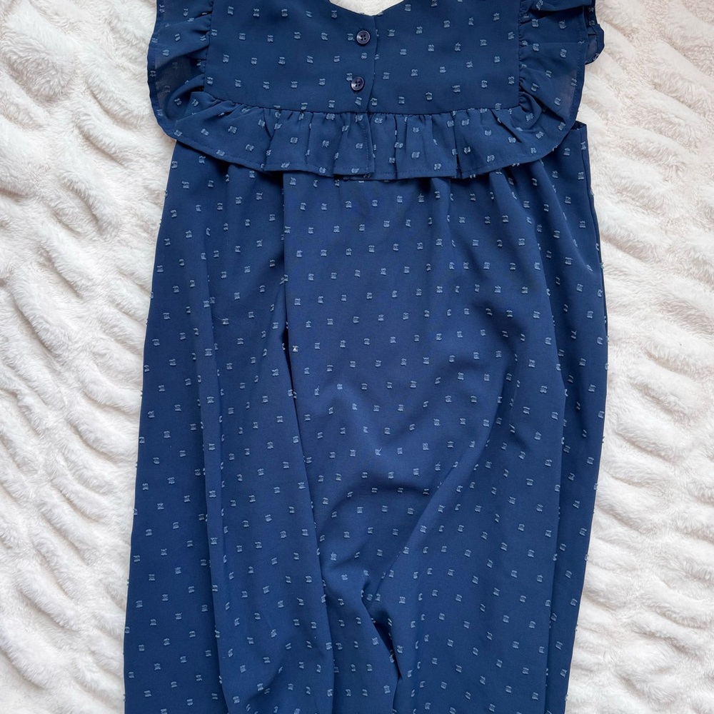 Blue Ruffle Kids Dress - Picture 2 of 8